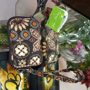 Vera Bradley  Brown Flowered Wristlet brand new